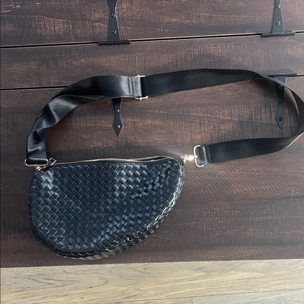 Black Woven Crossbody Bag